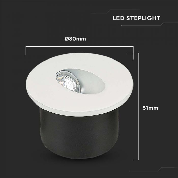 VT-1109 3W LED STEPLIGHT 4000K ROUND