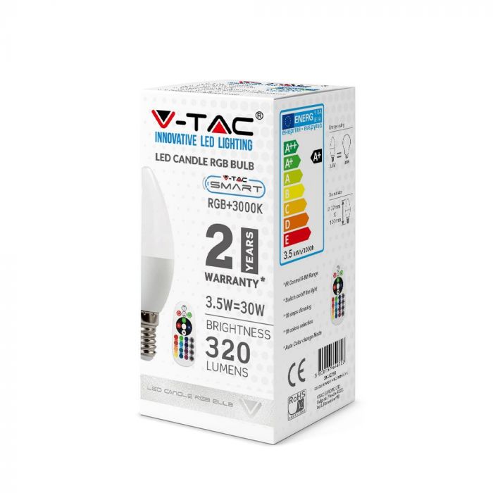 VT-2214 3.5W CANDLE BULB (RF CONTROL - DIMMABLE) RGB+4000K DIMMABLE E14