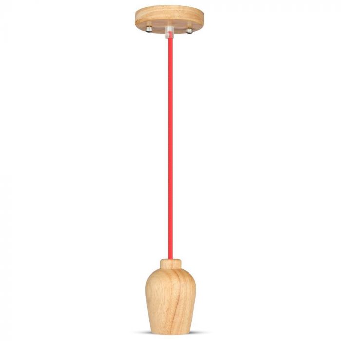 VT-7778 E27 WOODEN PENDANT LIGHT -RED WIRE
