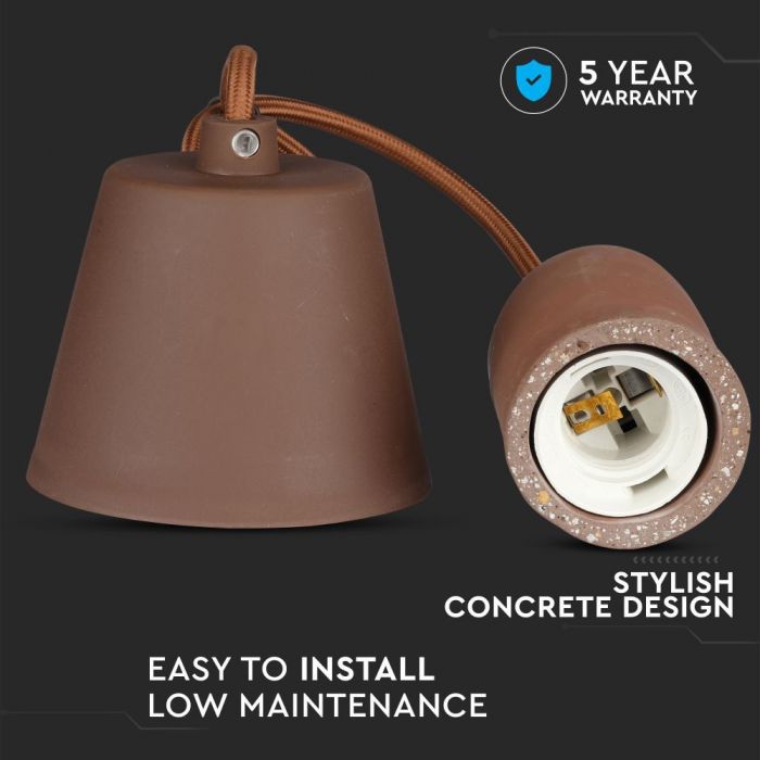 VT-7668 Lampa Wiszaca / Trzonek:E27 / Gips / Brazowy