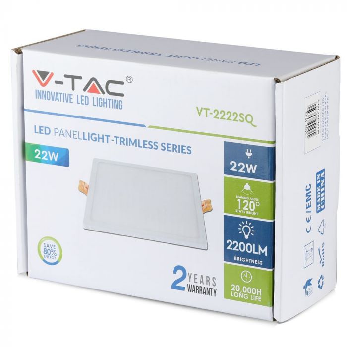 VT-2222 22W Panel LED / Barwa:6400K / Kwadratowa