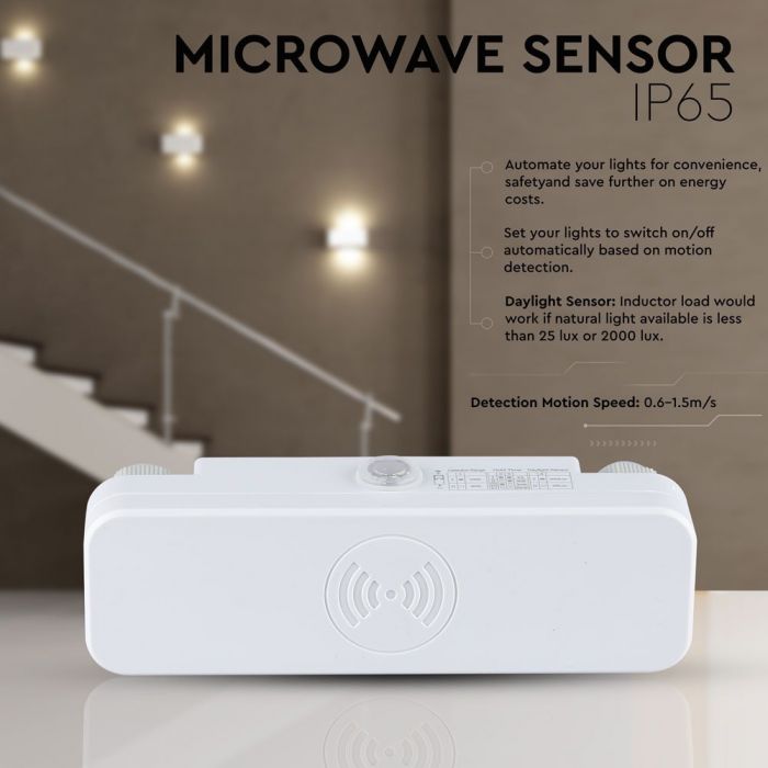 VT-8036 MICROWAVE SENSOR-WHITE, IP65 (MAX:200W LED)