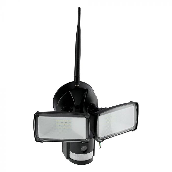 VT-4818 18W Naswietlacz LED SMD z czujnikiem ruchu i kamera / WiFi / Barwa:6000K / Obudowa: Czarna