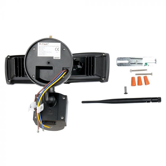 VT-4818 18W Naswietlacz LED SMD z czujnikiem ruchu i kamera / WiFi / Barwa:6000K / Obudowa: Czarna
