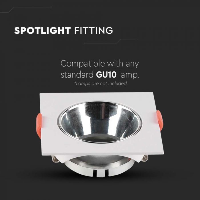 VT-932 GU10 FITTING SQUARE WHITE FRAME+CHROME REFLECTOR