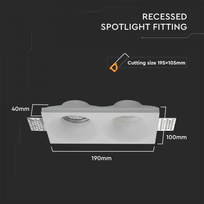 VT-11012 2xGU10 FITTING ROUND WHITE