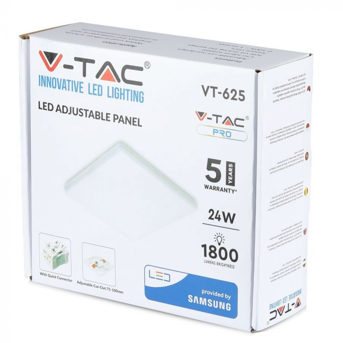 VT-625SQ 24W Panel LED / Chip SAMSUNG / Barwa:6400K / Kwadrat