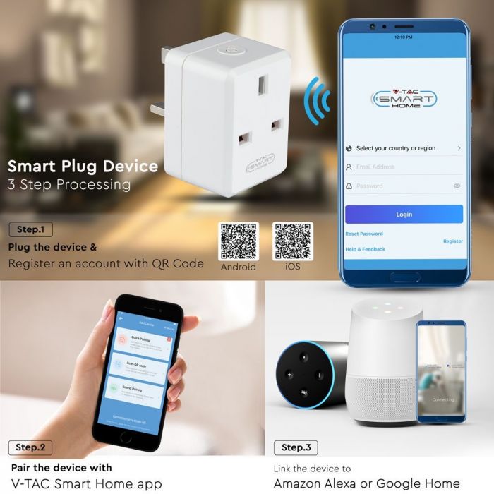 VT-5002-BS Mini adapter WIFI z portem USB / Typ: BS / Kompatybilna z Amazon Alexa i Google Home