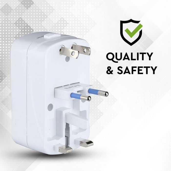Uniwersalny adapter podroZny z zabezpieczeniem przeciwprzepieciowym z portem 2xUSB 2A