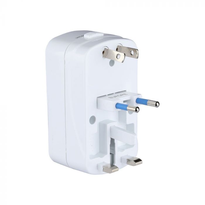 Uniwersalny adapter podroZny z zabezpieczeniem przeciwprzepieciowym z portem 2xUSB 2A