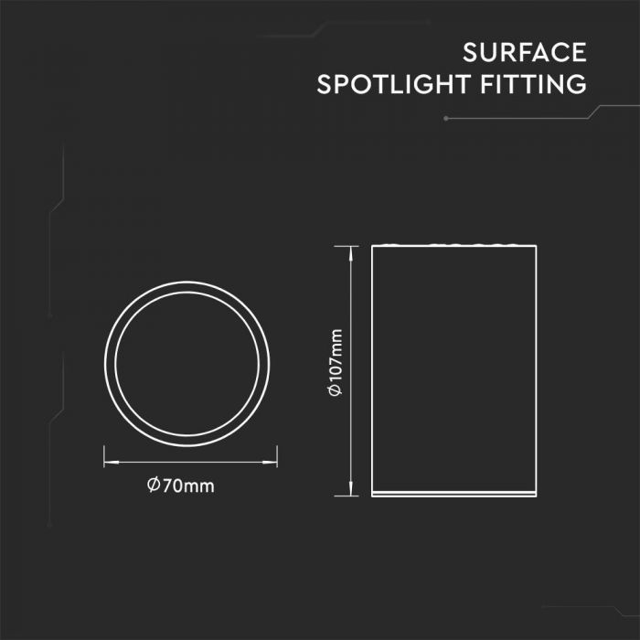 VT-802 SURFACE MOUNTED GU10 FITTING BLACK