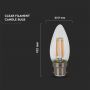 VT-222 4W CANDLE FILAMENT BULB -CLEAR GLASS SAMSUNG CHIP 3000K B22