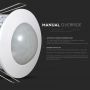 VT-8051 PIR CEILING SENSOR WITH MANUAL OVERRIDE-WHITE (MAX:300W LED)