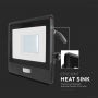 VT-138S-1 30W PIR SENSOR FLOODLIGHT SAMSUNG CHIP & 1M CABLE 6500K BLACK BODY