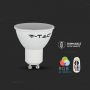 VT-2244 5.5W SMART GU10 PLASTIC SPOTLIGHT MILKY COVER RF CONTROL RGB+3000K DIMMABLE 110'D