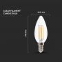 VT-2327 6W CANDLE FILAMENT BULB CLEAR COVER 4000K E14 133LM/W