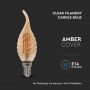 VT-1947 4W TWISTED CANDLE FILAMENT BULB AMBER COVER TIP 2200K E14