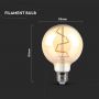 VT-2024 4W G95 LED FILAMENT BULB AMBER GLASS 2200K E27