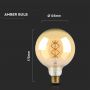 VT-2085 5W G125 FILAMENT BULB 1800K AMBER GLASS