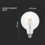 VT-2143 12W G125 LED FILAMENT BULB CLEAR COVER 6500K E27