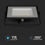 VT-106 100W SMD FLOODLIGHT SAMSUNG CHIP 4000K BLACK BODY GREY GLASS