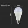 VT-2309 9W A70 LED PLASTIC BULB SAMSUNG CHIP (EMERGENCY-3HOURS) 3000K E27