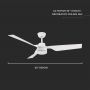 VT-6552-3 65W LED CEILING FAN WHITE BODY RF CONTROL 3 WHITE BLADES AC MOTOR(52INCH)