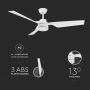 VT-6552-3 65W LED CEILING FAN WHITE BODY RF CONTROL 3 WHITE BLADES AC MOTOR(52INCH)