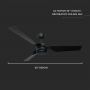 VT-6552-3 65W CEILING FAN BLACK BODY RF CONTROL 3 BLACK BLADES AC MOTOR(52INCH)