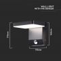 VT-11020S 17W LED WALL LIGHT WITH SENSOR 4000K BLACK BODY SQUARE IP65