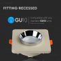 VT-862 GU10 OFF WHITE CONCRETE (RECESSED) FITTING WITH CHROME BOTTOM -SQUARE