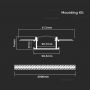 VT-8101 MOUNTING KIT WITH DIFFUSER FOR LED STRIP RECESSED 2000x61.5x14MM SILVER