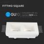 VT-762 GU10 GYPSUM FITTING SQUARE-WHITE 1x2 HOLDER