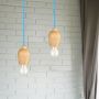 VT-7778 E27 WOODEN PENDANT LIGHT -BLUE WIRE