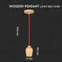 VT-7778 E27 WOODEN PENDANT LIGHT -RED WIRE