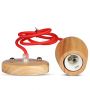 VT-7778 E27 WOODEN PENDANT LIGHT -RED WIRE