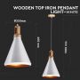 VT-7525 WOODEN TOP IRON PENDANT LIGHT-WHITE-E27