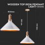 VT-7535 WOODEN TOP IRON PENDANT LIGHT-WHITE-E27