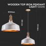 VT-7545 WOODEN TOP IRON PENDANT LIGHT-WHITE-E27