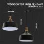 VT-7545 WOODEN TOP IRON PENDANT LIGHT-BLACK-E27