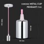 VT-7338 E27 CHROME METAL CUP PENDANT LIGHT-PINK