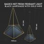 VT-7401 PRISM PENDANT LIGHT(E27),BLACK LAMPSHADE WITH GOLD WIRE-D:400*540MM