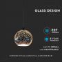 VT-7256 3D GLASS LAMPSHADE PENDANT - E27 (MATT BLACK METAL CANOPY) D:250mm