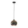 VT-7256 3D GLASS LAMPSHADE PENDANT - E27 (MATT BLACK METAL CANOPY) D:250mm