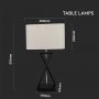 VT-7712 DESIGNER TABLE LAMP -SQUARE IVORY LAMP SHADE, BLACK BASE+SWITCH -E27