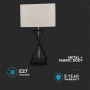 VT-7712 DESIGNER TABLE LAMP -SQUARE IVORY LAMP SHADE, BLACK BASE+SWITCH -E27