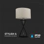 VT-7713 DESIGNER TABLE LAMP - ROUND IVORY LAMP SHADE, BLACK BASE-E27 HOLDER