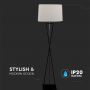 VT-7912 DESIGNER FLOORLAMP - SQUARE IVORY LAMPSHADE, BLACK METAL CANOPY - E27