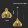 VT-3450 WOODEN PENDANT LIGHT WITH CHROME DECORATIVE CAP-E27