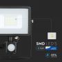 VT-20-S 20W Naswietlacz LED SMD z czujnikiem ruchu / Chip SAMSUNG / Barwa:6400K / Obudowa: Czarna